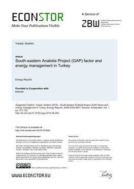 (GAP) Factor and Energy Management in Turkey