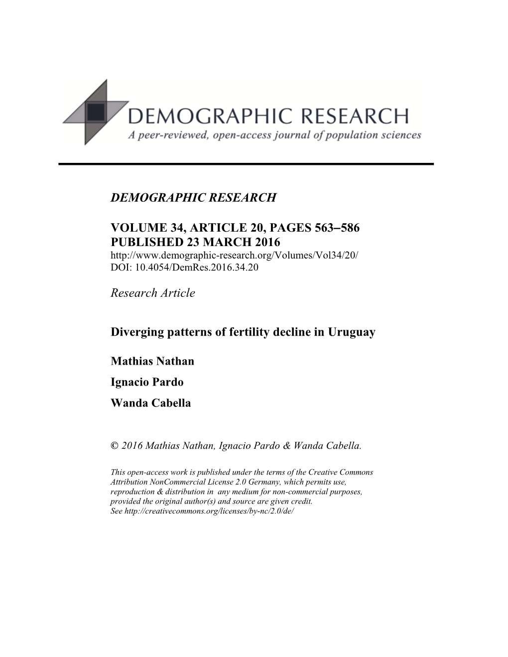 Diverging Patterns of Fertility Decline in Uruguay