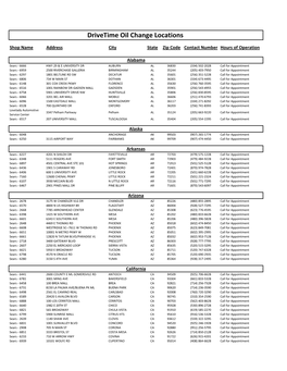 Drivetime Oil Change Locations