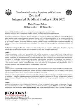 Zen and Integrated Buddhist Studies (IBS) 2020