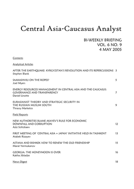 Central Asia-Caucasus Analyst Vol 6, No 9