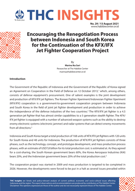 Encouraging the Renegotiation Process Between Indonesia and South Korea for the Continuation of the KFX/IFX Jet Fighter Cooperation Project
