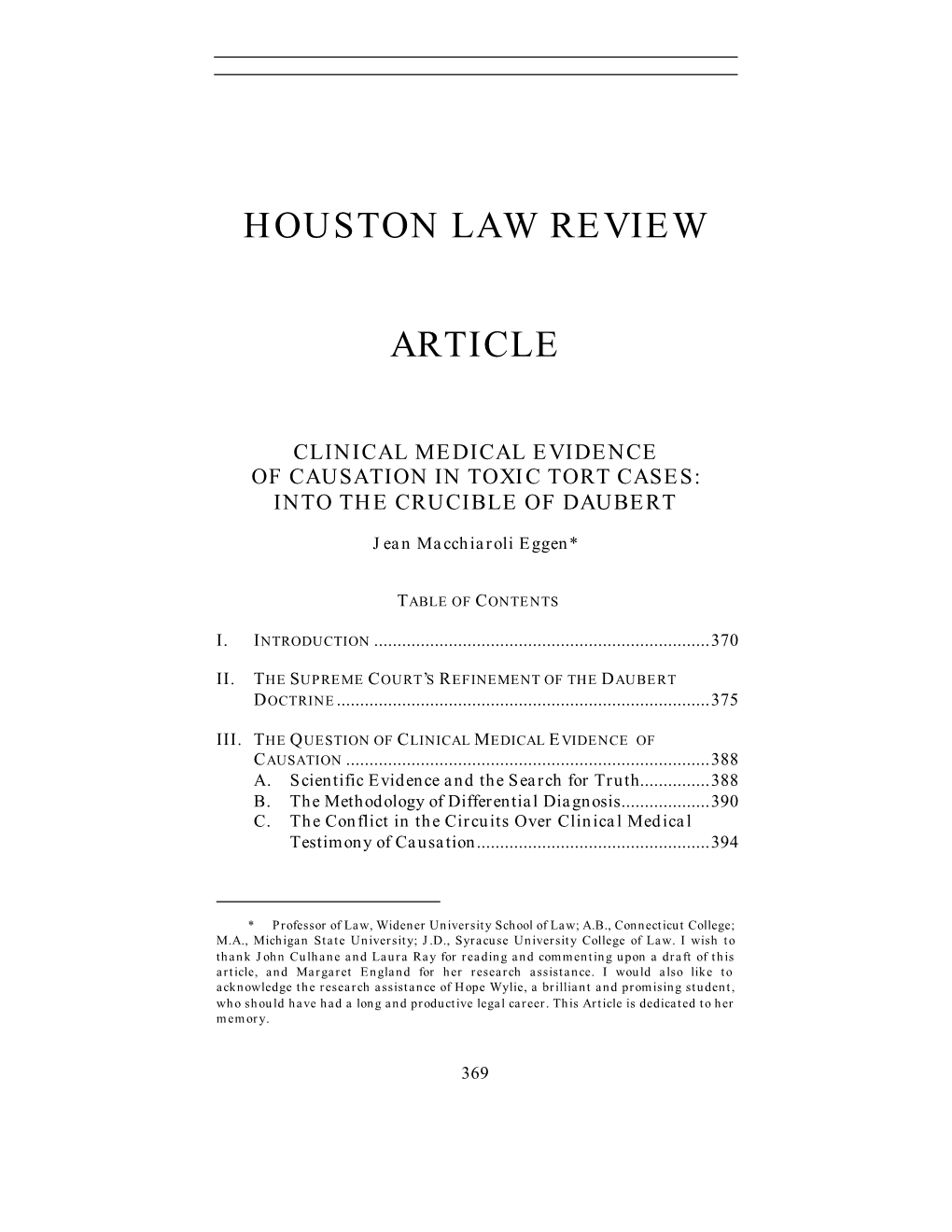 Houston Law Review Article