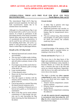 ANTEROLATERAL THIGH (ALT) FREE FLAP for HEAD and NECK RECONSTRUCTION Patrik Pipkorn, Ottie Van Zyl