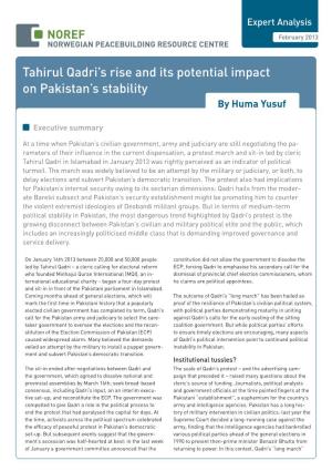 Tahirul Qadri's Rise and Its Potential Impact on Pakistan's Stability