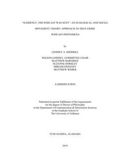 AN ECOLOGICAL and SOCIAL MOVEMENT THEORY APPROACH to TRUE CRIME PODCAST PHENOMENA by LINDS