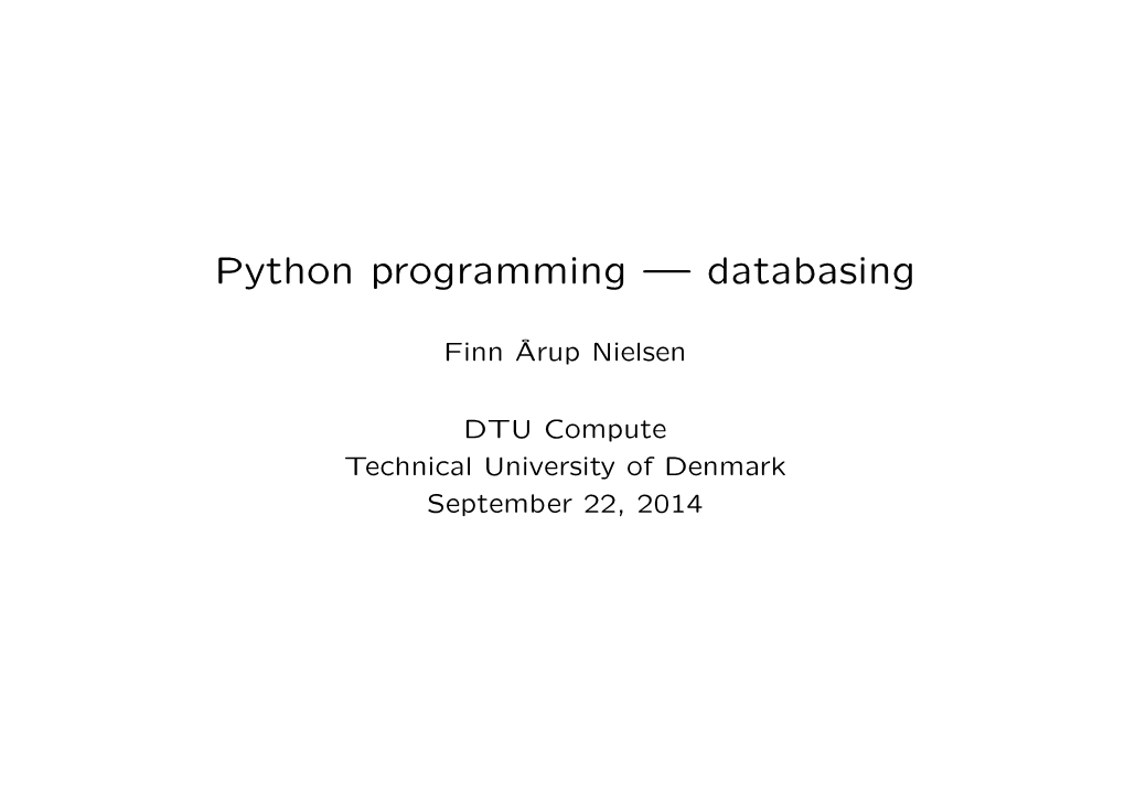 Python Programming — Databasing