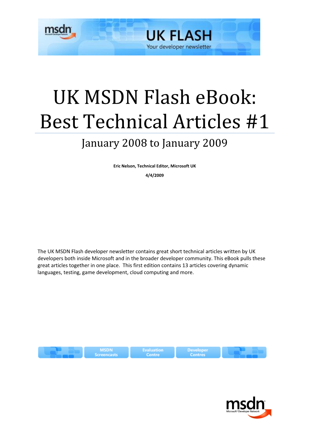 UK MSDN Flash Ebook: Best Technical Articles #1 January 2008 to January 2009