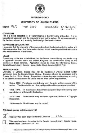University of London Thesis