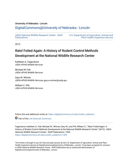 Rats! Foiled Again: a History of Rodent Control Methods Development at the National Wildlife Research Center