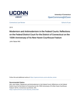 Modernism and Antimodernism in the Federal Courts