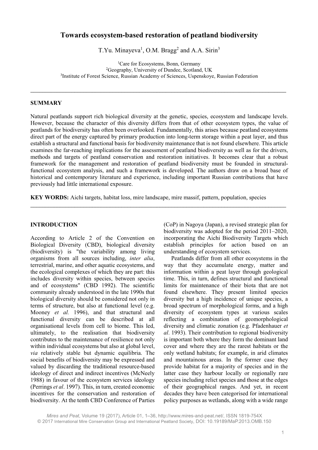 Towards Ecosystem-Based Restoration of Peatland Biodiversity