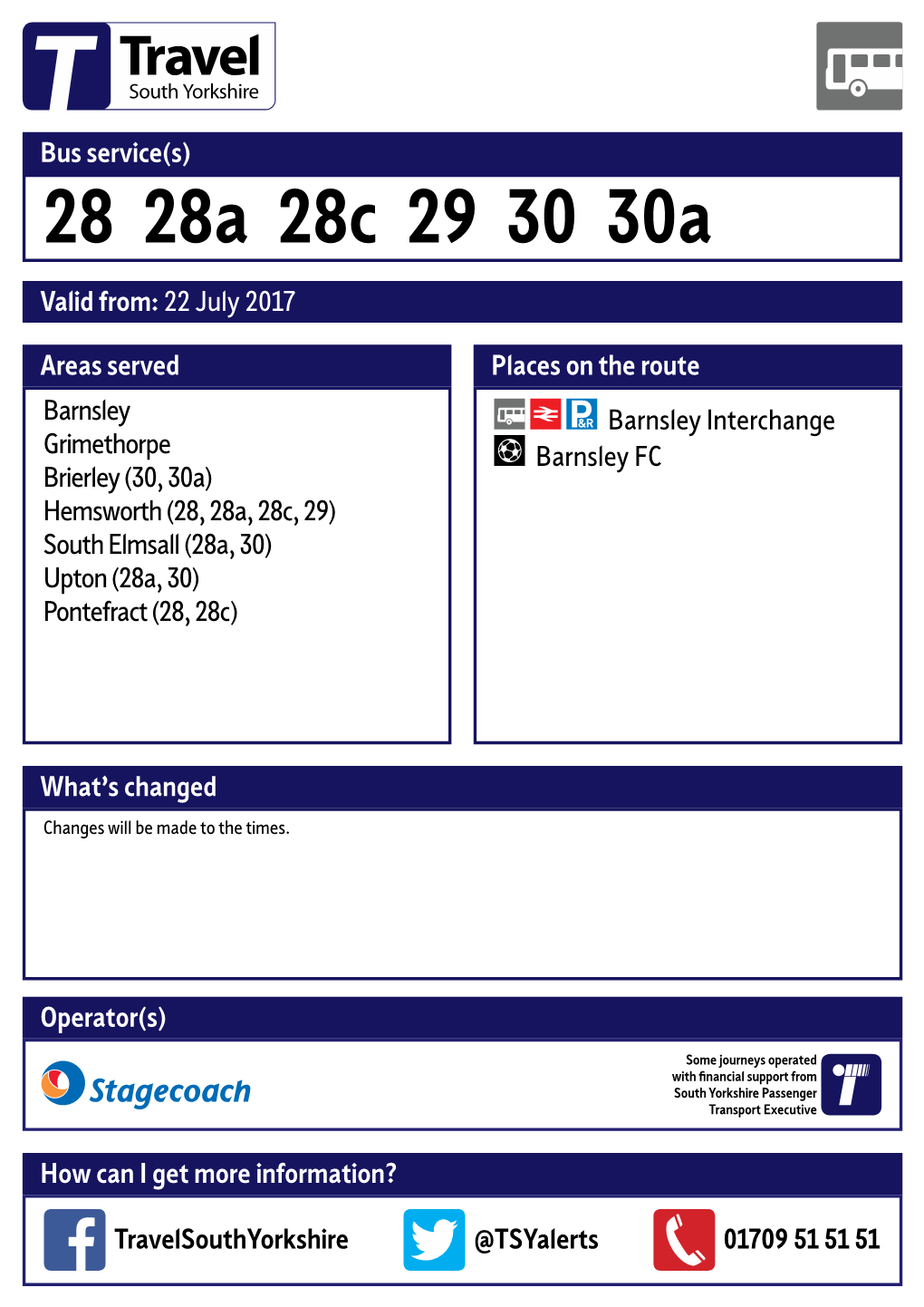 28 28A 28C 29 30 30A Valid From: 22 July 2017