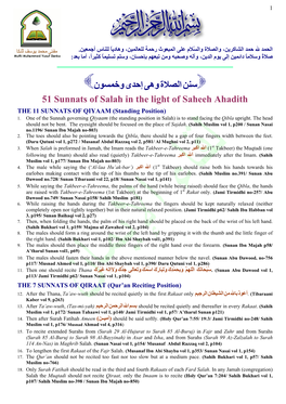 1 Sunnats of Salah in the Light of Saheeh Ahadith