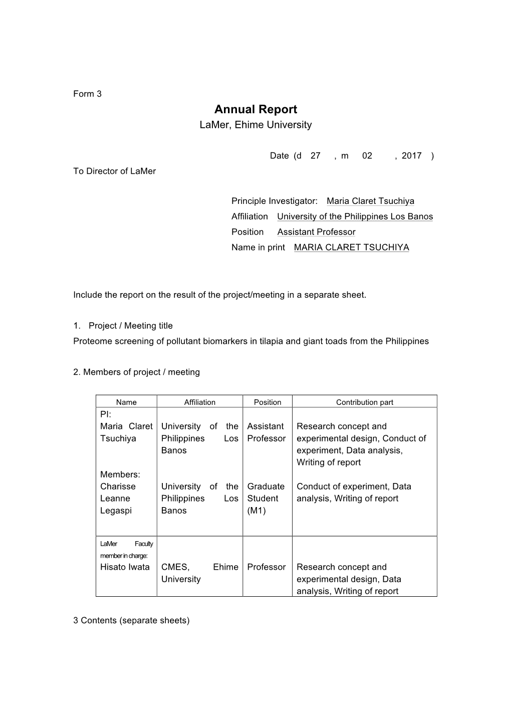 Annual Report Lamer, Ehime University