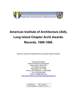 American Institute of Architecture (AIA), Long Island Chapter Archi Awards