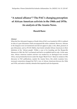 The PAC's Changing Perception of African American Activists in The