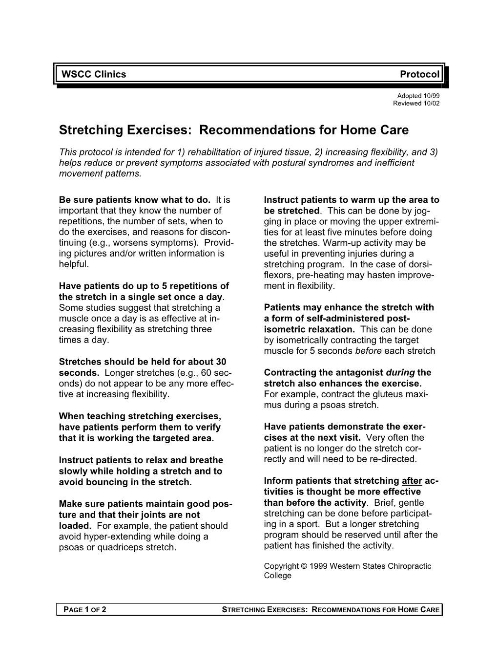 Stretching Exercises: Recommendations for Home Care