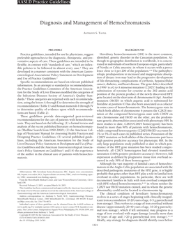 Diagnosis and Management of Hemochromatosis