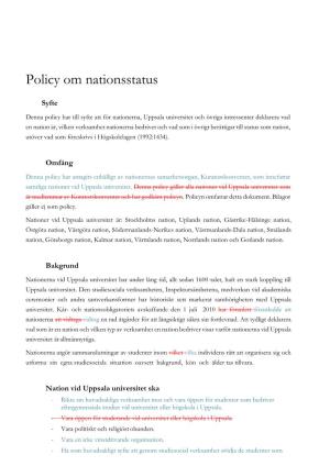 Policy Om Nationsstatus