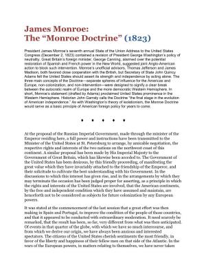 James Monroe: the “Monroe Doctrine” (1823)