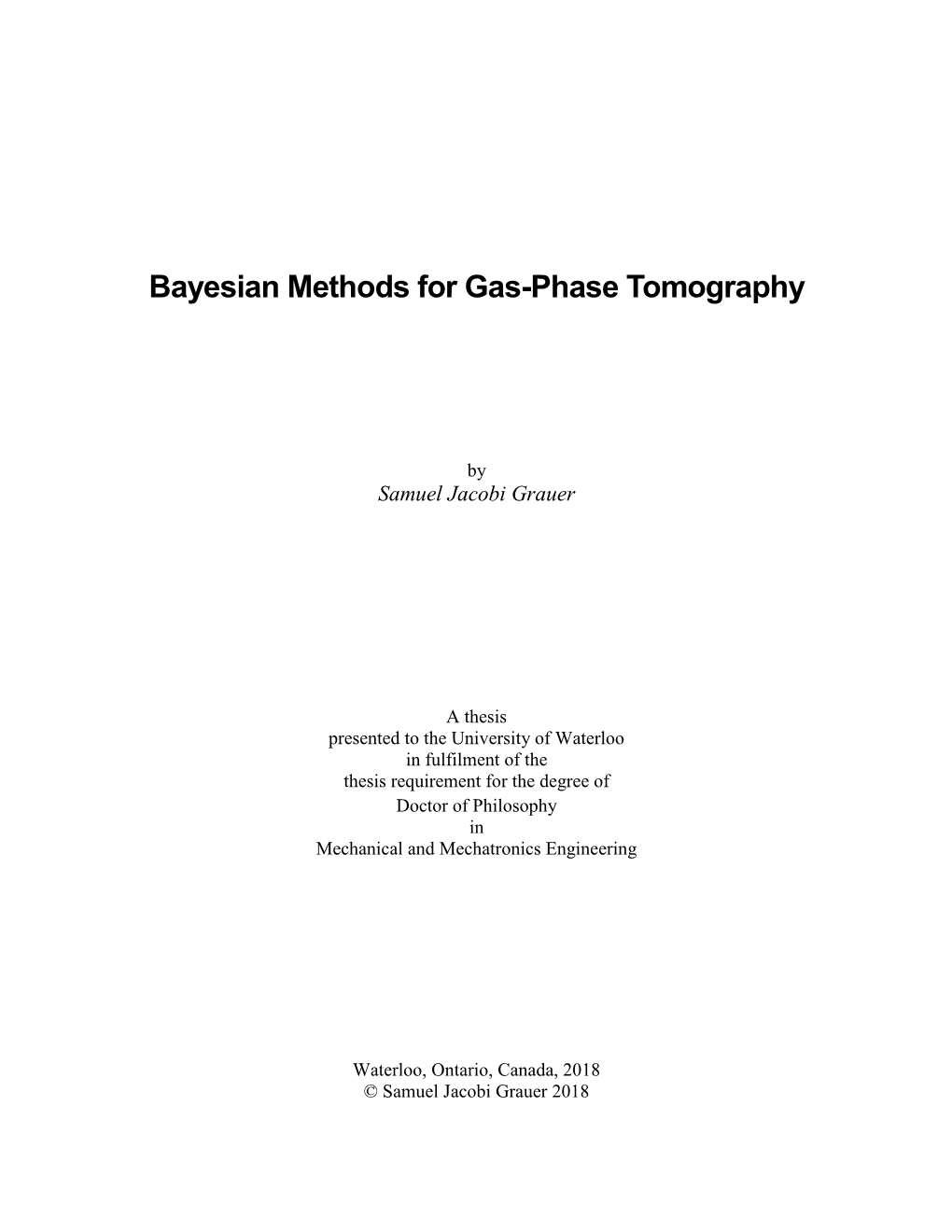 Bayesian Methods for Gas-Phase Tomography