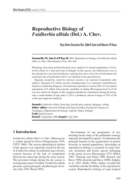 Reproductive Biology of Faidherbia Albida (Del.) A. Chev