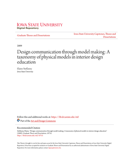 A Taxonomy of Physical Models in Interior Design Education Elaine Steffanny Iowa State University