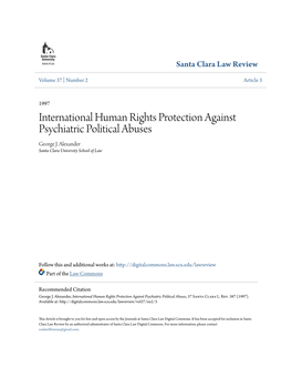 International Human Rights Protection Against Psychiatric Political Abuses George J