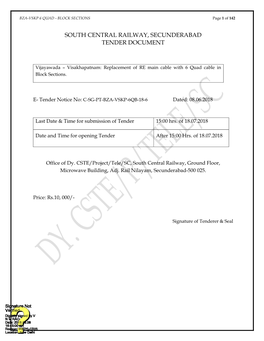 South Central Railway, Secunderabad Tender Document