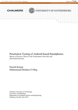 Penetration Testing of Android-Based Smartphones Master of Science Thesis in the Programme Networks and Distributed Systems
