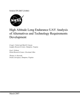 High Altitude Long Endurance UAV Analysis of Alternatives and Technology Requirements Development