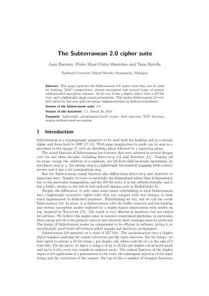The Subterranean 2.0 Cipher Suite