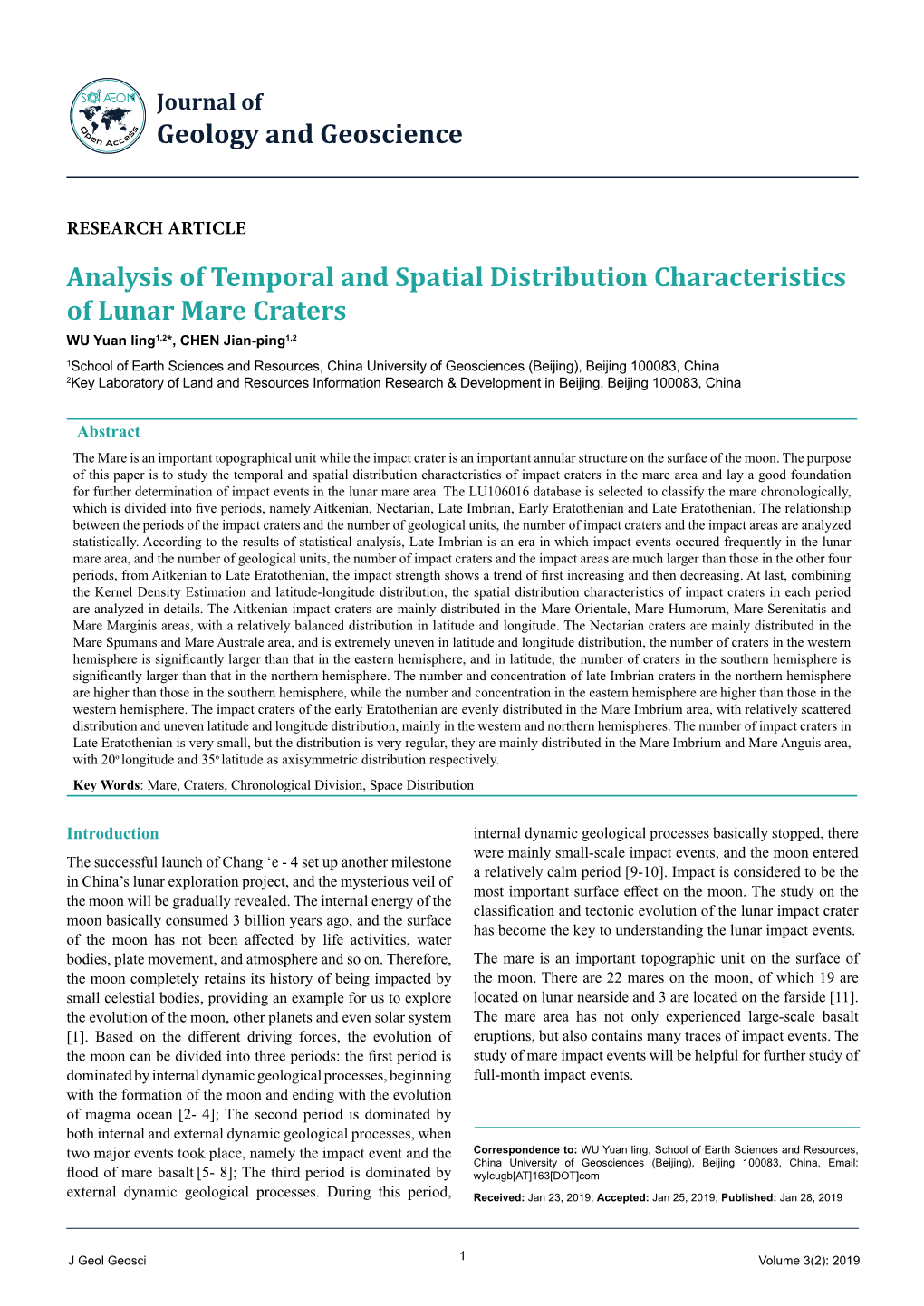 Analysis of Temporal and Spatial Distribution Characteristics of Lunar