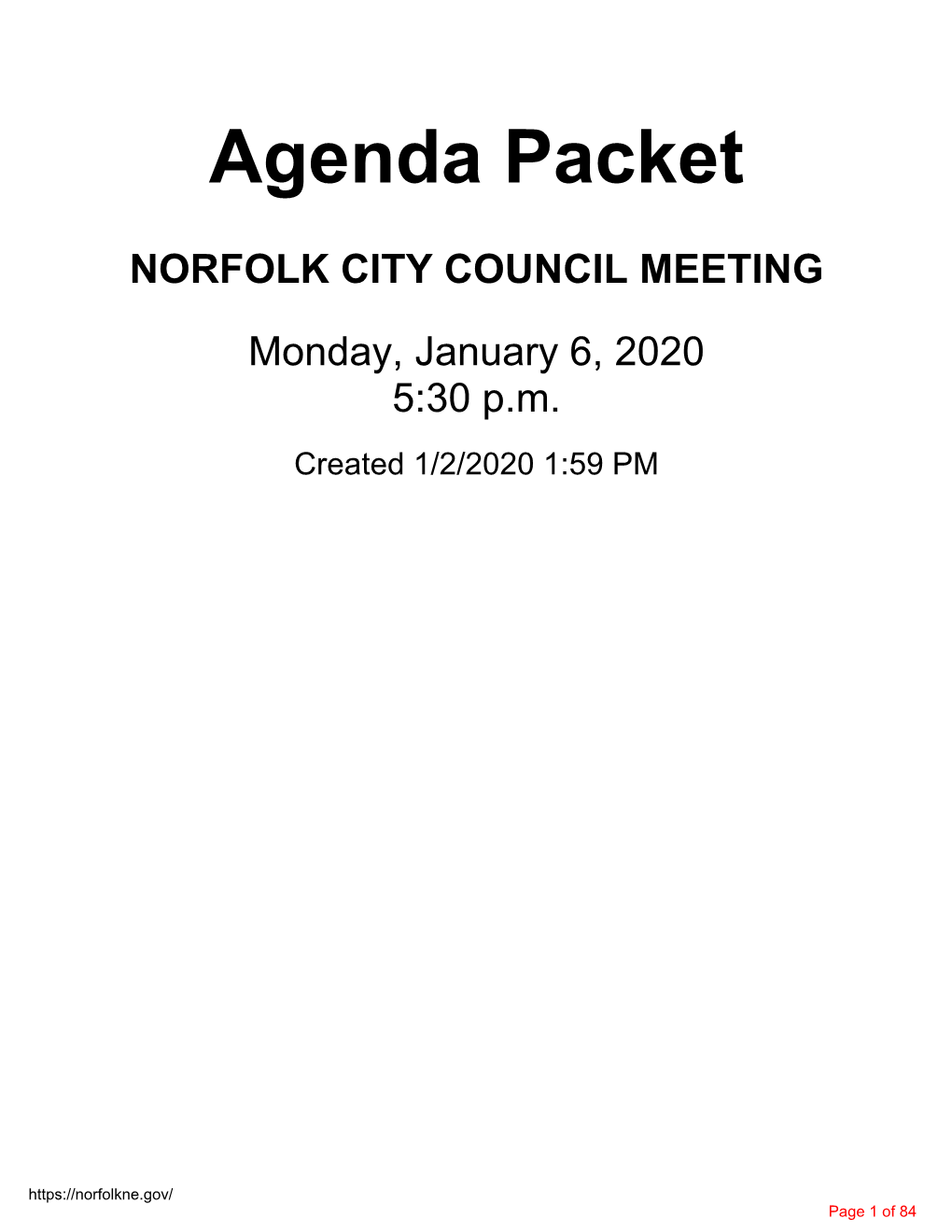 City Council Agenda Packet January 06, 2020