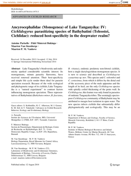 Ancyrocephalidae (Monogenea) of Lake Tanganyika: IV: Cichlidogyrus