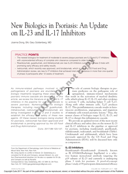 New Biologics in Psoriasis: an Update on IL-23 and IL-17 Inhibitors