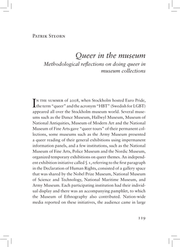 Queer in the Museum Methodological Reflections on Doing Queer in Museum Collections