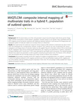 MVQTLCIM: Composite Interval Mapping of Multivariate Traits in a Hybrid F1 Population of Outbred Species