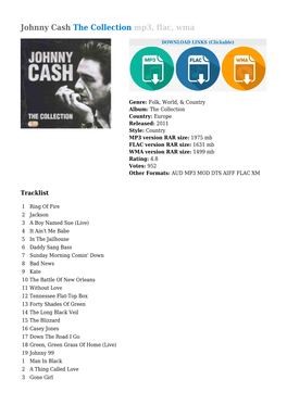 Johnny Cash the Collection Mp3, Flac, Wma
