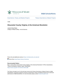 Gloucester County, Virginia, in the American Revolution