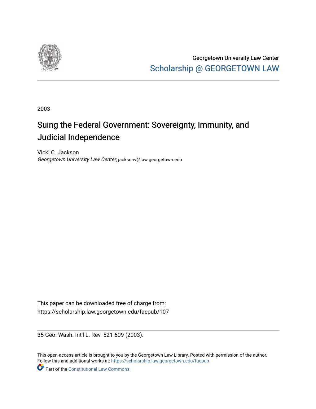 Suing the Federal Government: Sovereignty, Immunity, and Judicial Independence