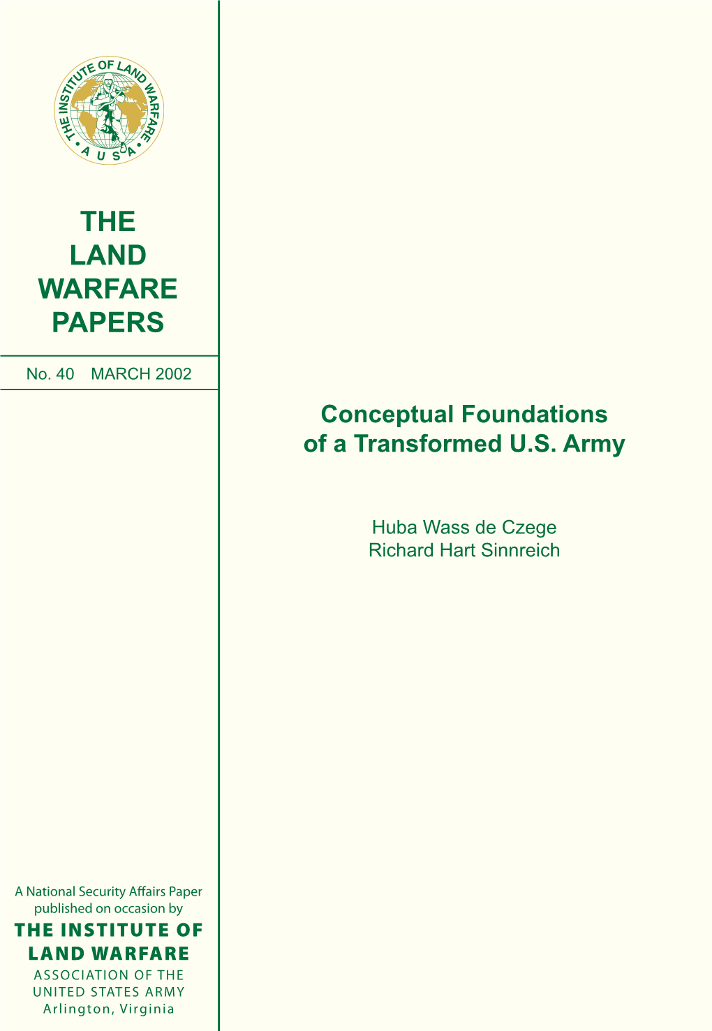 Conceptual Foundations of a Transformed U.S. Army