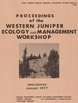 Western Juniper Ecology and Management Workshop