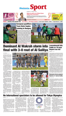 Dominant Al Wakrah Storm Into Final with 3-0 Rout of Al Sailiya