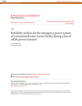 Reliability Analysis for the Emergency Power System of a Pressurized