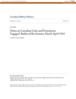 Battles of the Somme, March-April 1918," Canadian Military History: Vol