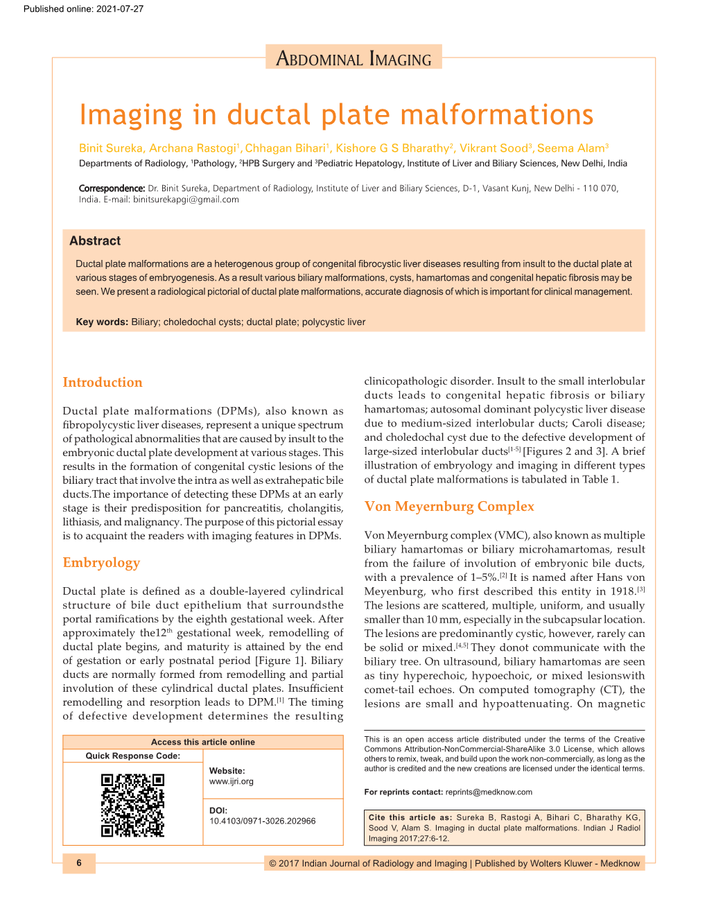 Imaging in Ductal Plate Malformations