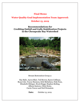 Crediting Outfall and Gully Stabilization Projects in the Chesapeake Bay Watershed