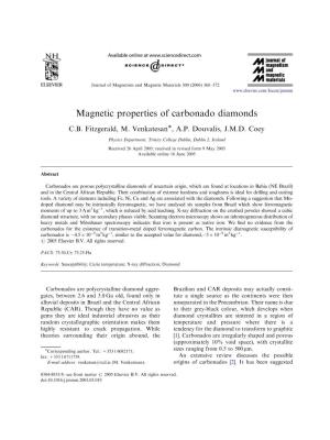 Magnetic Properties of Carbonado Diamonds
